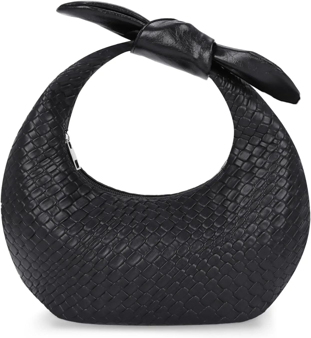 Emprier Dumpling Evening Bag for Women,Woven Clutch Purse,Soft Vegan Leather Knotted Handbag, for Formal Party Wedding