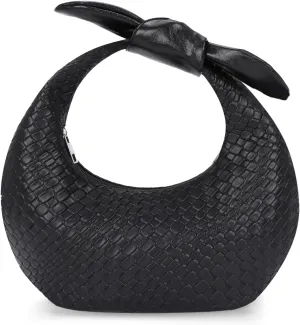 Emprier Dumpling Evening Bag for Women,Woven Clutch Purse,Soft Vegan Leather Knotted Handbag, for Formal Party Wedding