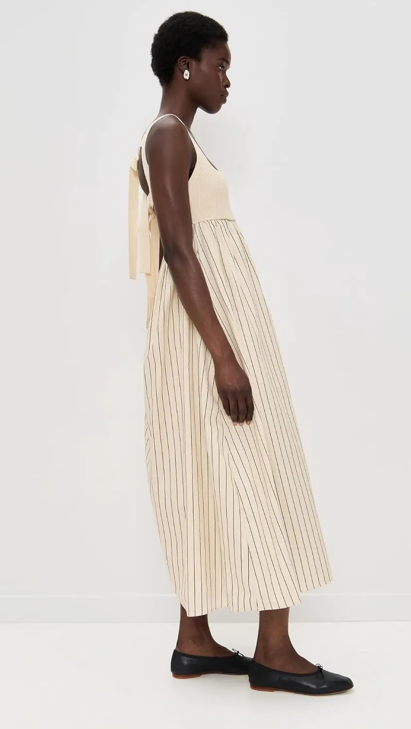 English Factory Women's Tie Back Knit Combo Striped Dress