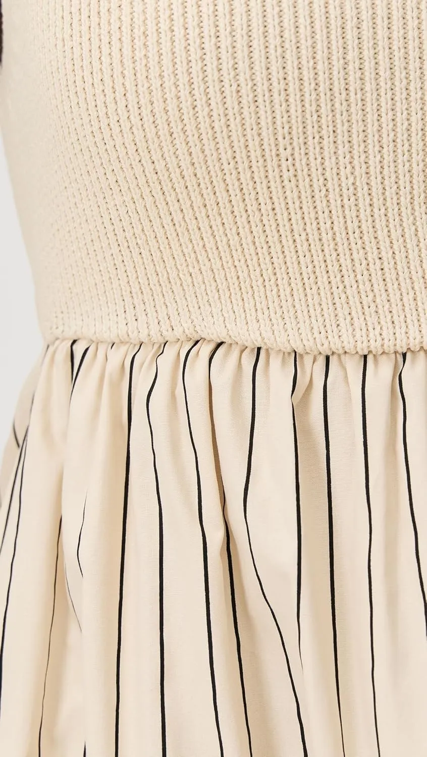 English Factory Women's Tie Back Knit Combo Striped Dress