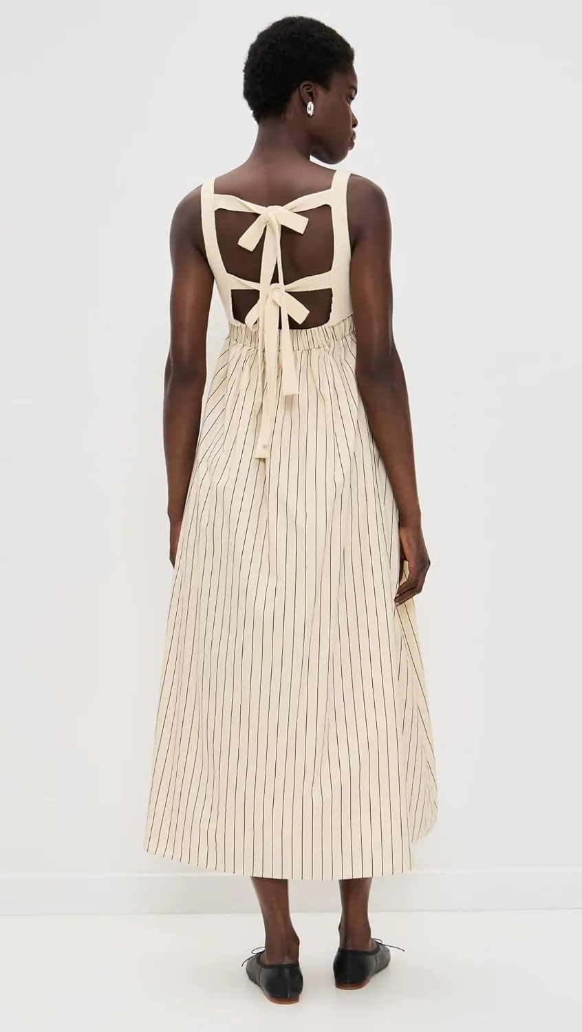 English Factory Women's Tie Back Knit Combo Striped Dress
