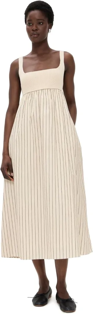 English Factory Women's Tie Back Knit Combo Striped Dress