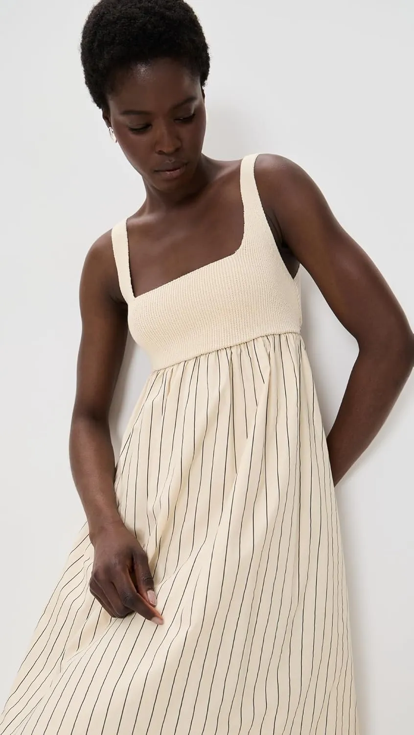 English Factory Women's Tie Back Knit Combo Striped Dress