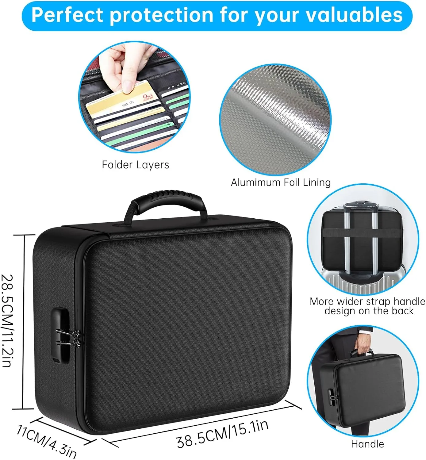 ENGPOW 5200°F Fireproof Document Bag with Lock,Upgraded Heat Insulated Fireproof＆Waterproof Box 8 Layers Document Organizer,Portable Home Travel Safe Storage for Important Documents, Files, Laptop