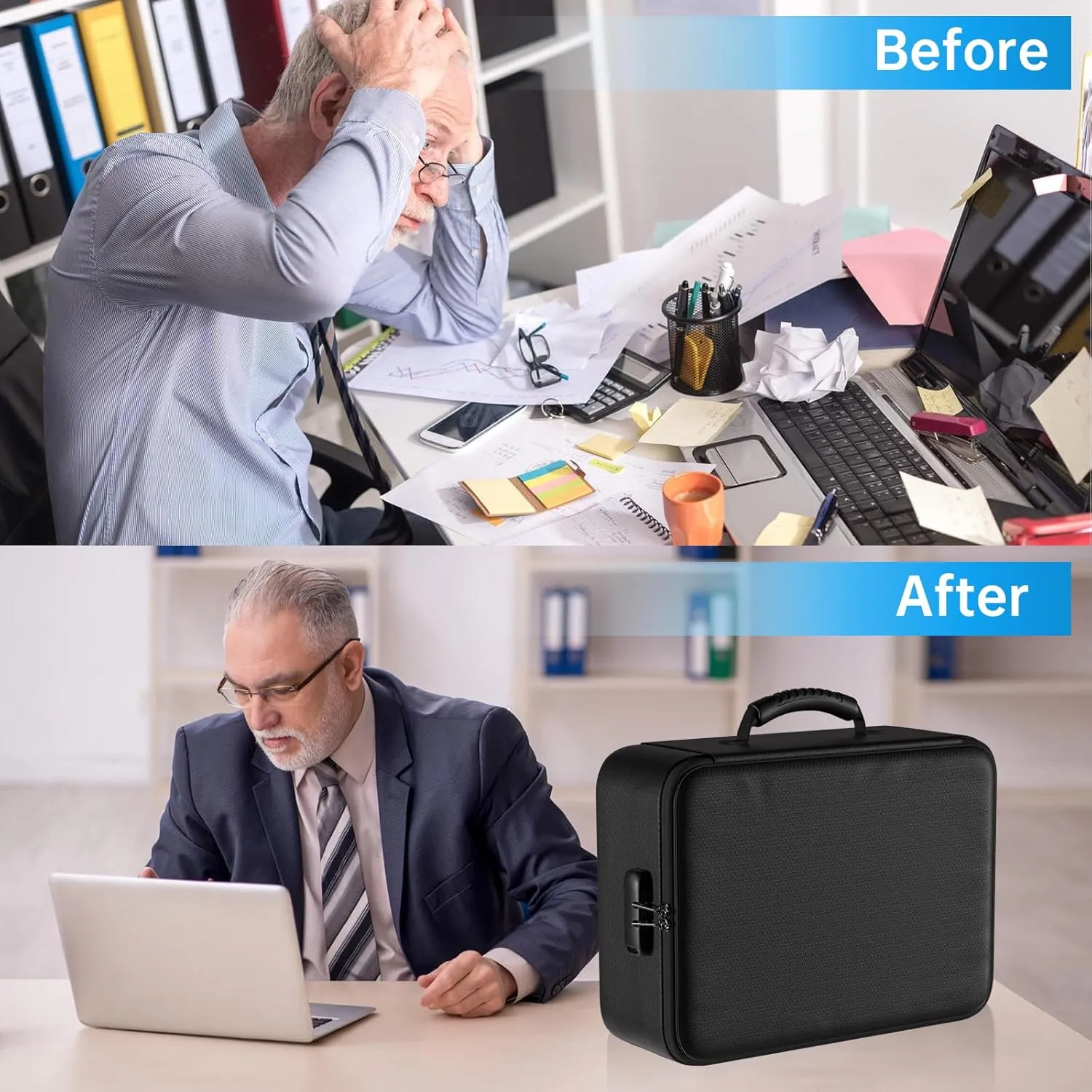 ENGPOW 5200°F Fireproof Document Bag with Lock,Upgraded Heat Insulated Fireproof＆Waterproof Box 8 Layers Document Organizer,Portable Home Travel Safe Storage for Important Documents, Files, Laptop