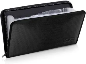 ENGPOW Expanding File Folder (11.4"x6.7") A5 Size Document Organizer Fireproof Money Bag 13 Pockets Zipper Closure Portable Filing Wallet Holder Storage for Check,Bill,Receipts,Tickets