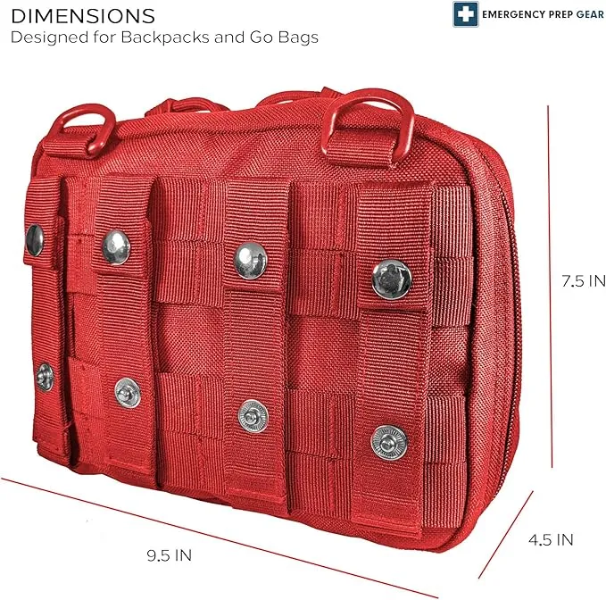 EPG Field First Aid Kit (IFAK) | 60 Piece | Compact Personal First Aid Kit | Backpacking, Camping, Emergency, Travel, Tactical, Go Bag, Bug Out Bag, 72 Hour Kit, Essentials, EDC, Survival - Red