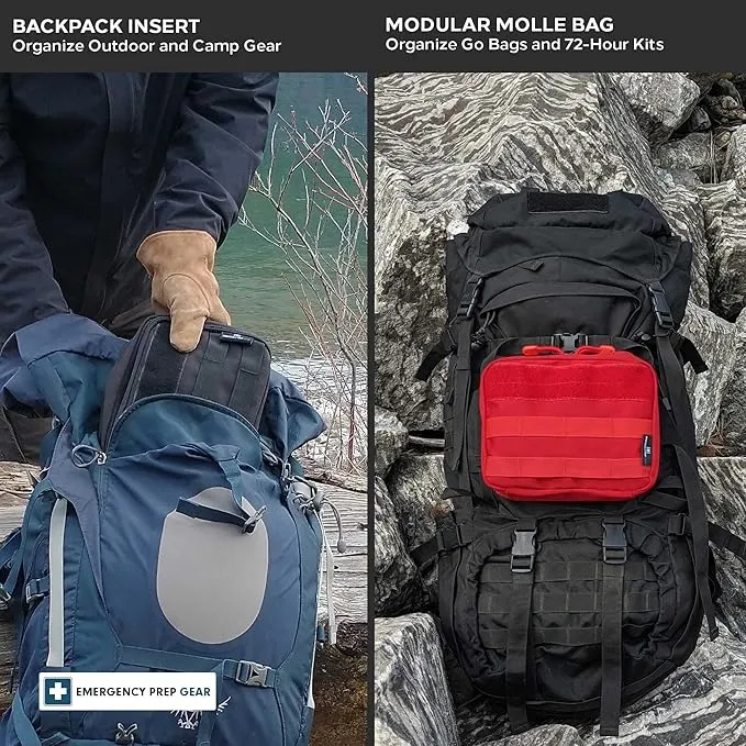 EPG Field First Aid Kit (IFAK) | 60 Piece | Compact Personal First Aid Kit | Backpacking, Camping, Emergency, Travel, Tactical, Go Bag, Bug Out Bag, 72 Hour Kit, Essentials, EDC, Survival - Red