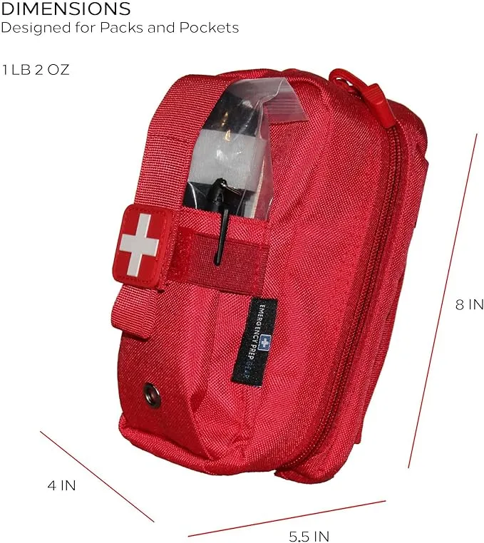 EPG Hiking First Aid Kit (IFAK) | 44 Piece | Compact Personal First Aid Kit | Backpacking, Camping, Emergency, Travel, Tactical, Go Bag, Bug Out Bag, 72 Hour Kit, Essentials, EDC, Survival IFAK - Red