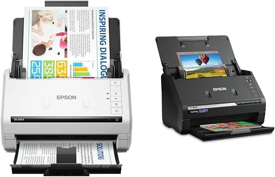 Epson DS-530 II Color Duplex Document Scanner for PC and Mac with Sheet-fed, Auto Document Feeder (ADF) & FastFoto FF-680W Wireless High-Speed Photo and Document Scanning System, Black