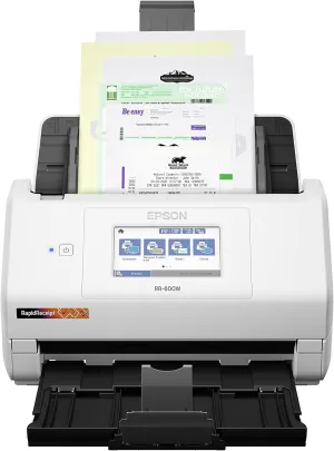 Epson RapidReceipt RR-600W Wireless Desktop Color Duplex Receipt and Document Scanner with Receipt Management Software, Touchscreen and Auto Document Feeder. Full 1-Year Limited Warranty (Renewed)