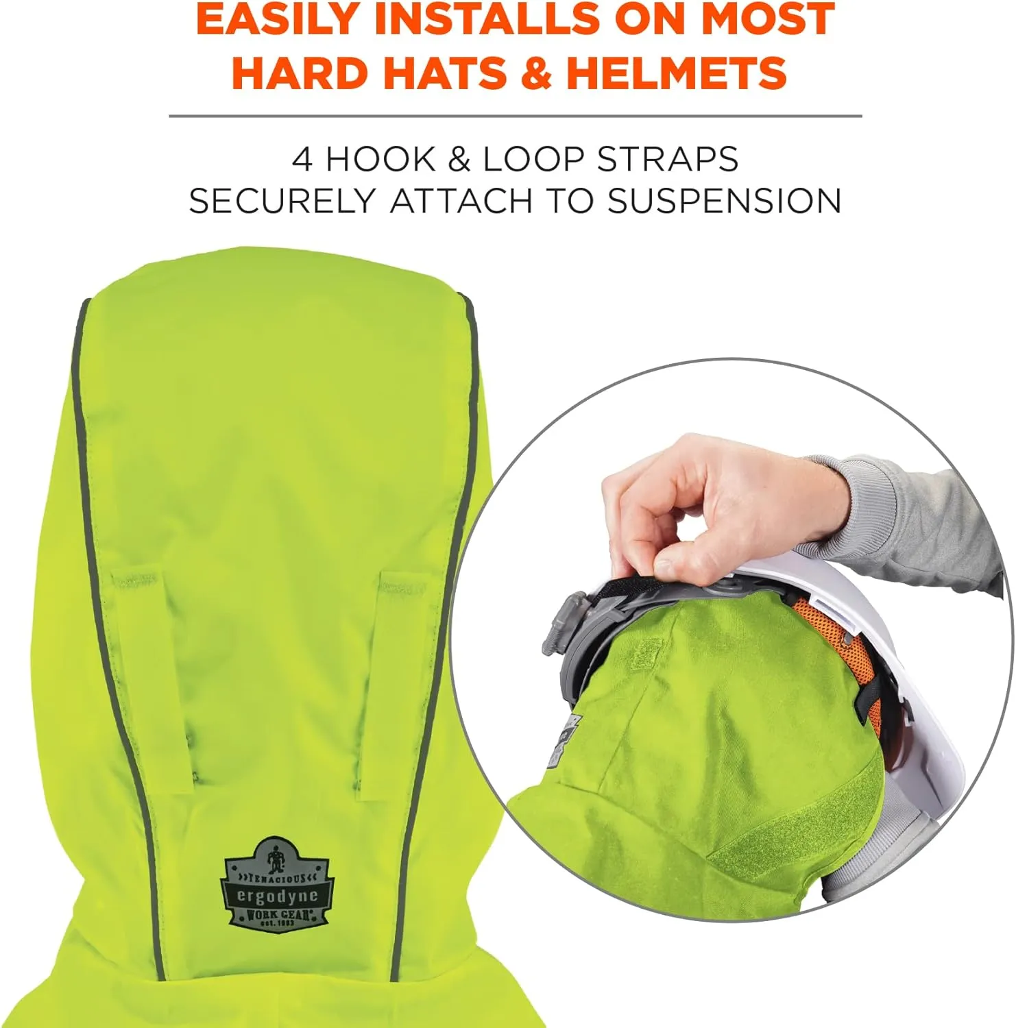 Ergodyne N-Ferno 6842 Winter Hard Hat Liner - 2-Layer, Fleece-Lined, Polyester Shell, Shoulder Length