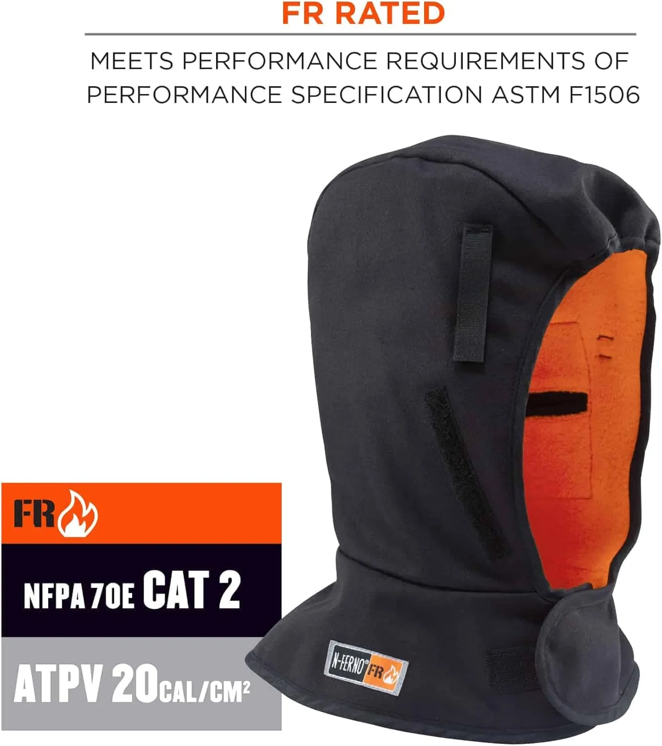 Ergodyne Winter Hard Hat Liner, FR Rated, Thermal Fleece Lining, Shoulder Length, N-Ferno 6882, Factory