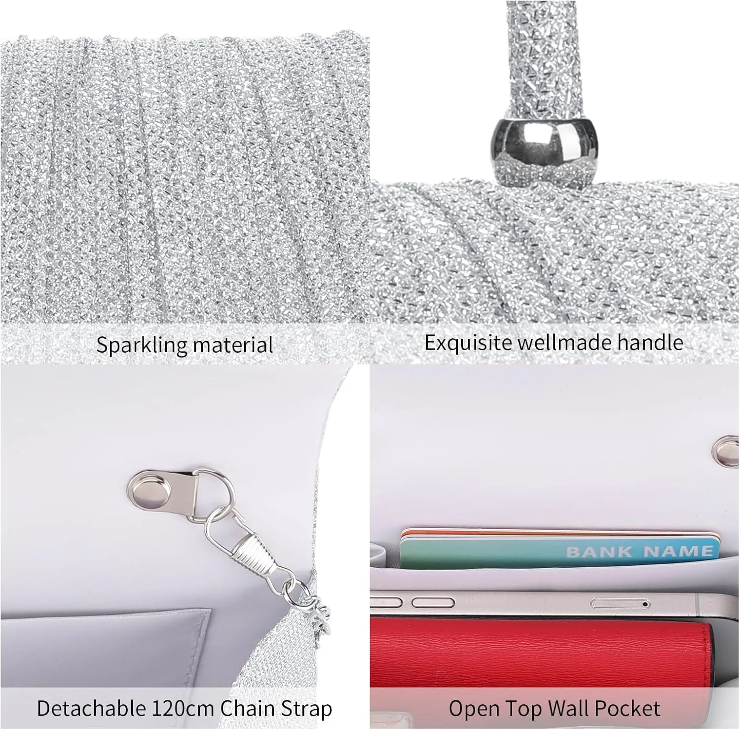 Evening Bag Sparkly Clutch Purses for Women Wedding Party Women's Shoulder Bag Crossbody Handbags