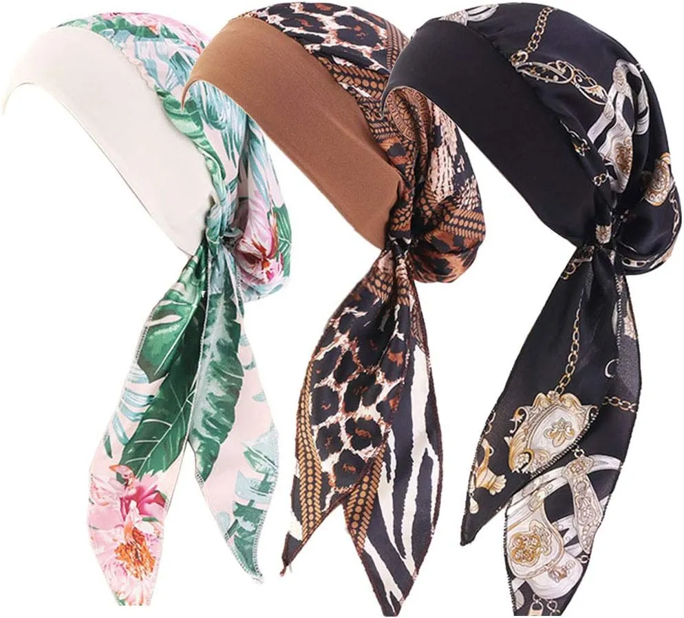Ever Fairy Women Vintage Elastic Wide Band Chemo Head Scarf Turbans Night Sleep Hat Cap (Multicoloured)