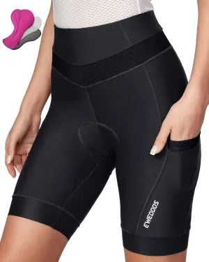 Ewedoos Padded Bike Shorts for Women With 4 Pockets, 4D Padding Cycling Shorts for 3H  Rides, Bicycle Shorts