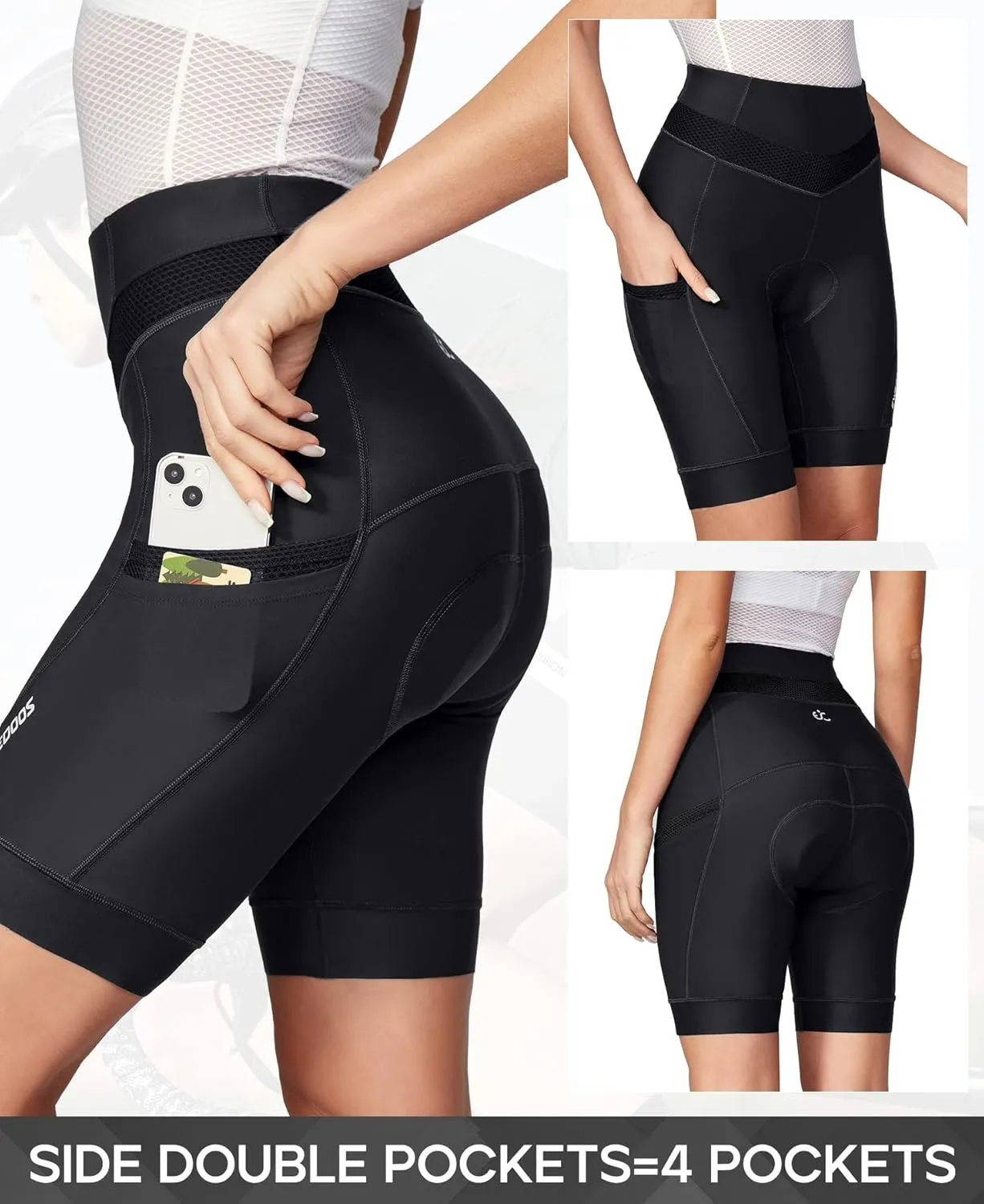 Ewedoos Padded Bike Shorts for Women With 4 Pockets, 4D Padding Cycling Shorts for 3H  Rides, Bicycle Shorts
