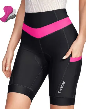 Ewedoos Padded Bike Shorts for Women With 4 Pockets, 4D Padding Cycling Shorts for 3H  Rides, Bicycle Shorts