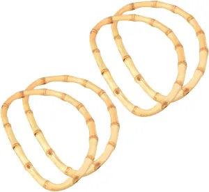 EXCEART Thicken Solid Bamboo Bag Handle Replacement D Shape Handbag Purse Handle for Purse Handbags 2Pcs