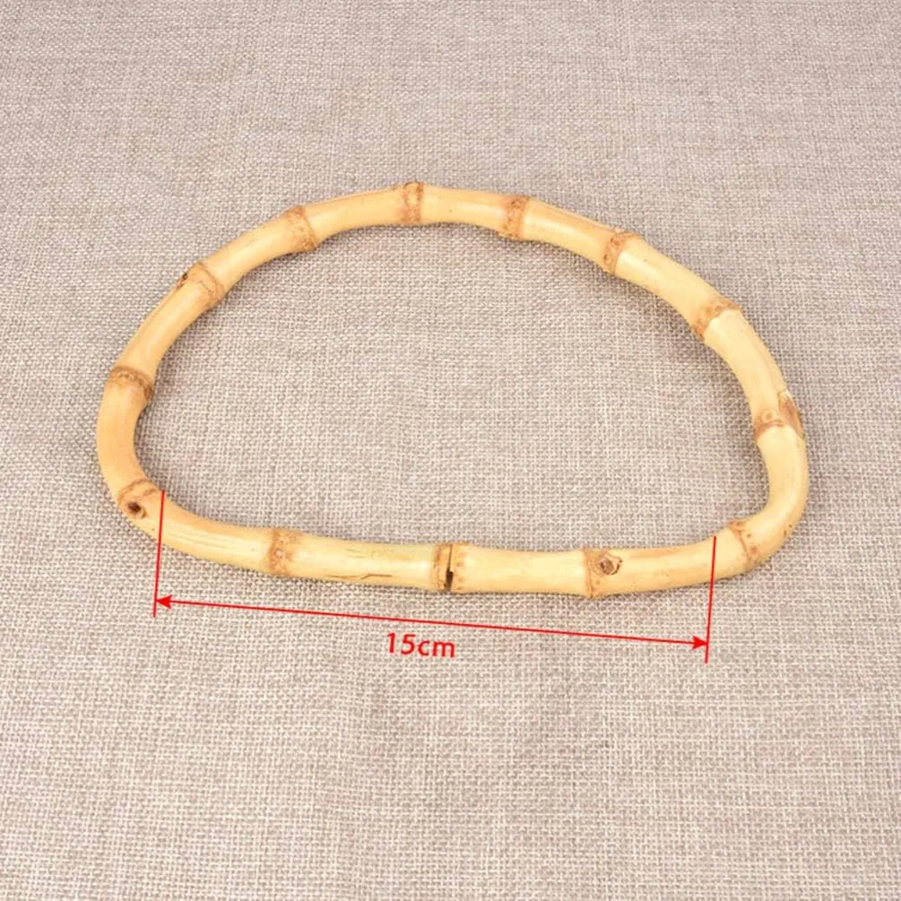 EXCEART Thicken Solid Bamboo Bag Handle Replacement D Shape Handbag Purse Handle for Purse Handbags 2Pcs