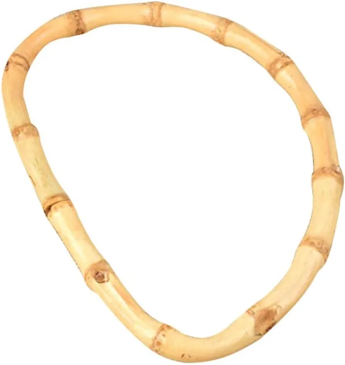 EXCEART Thicken Solid Bamboo Bag Handle Replacement D Shape Handbag Purse Handle for Purse Handbags 2Pcs