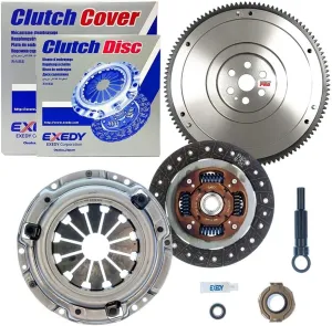 Exedy Clutch Kit KHC08 with ClutchMaxPRO Flywheel Replacement for 1992-2000 Civic 1.5 1.6 D15B D15Z D16Y, 2001-2005 Civic 1.7 D17A, 1993-1997 Civic Del Sol D15B D16Z (CPKHC08-FW167205-EK)