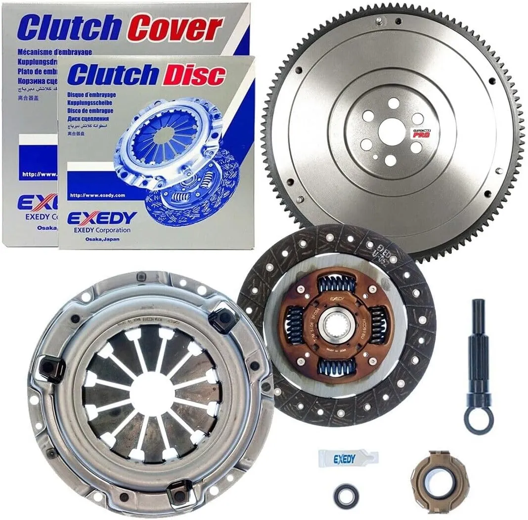 Exedy Clutch Kit KHC08 with ClutchMaxPRO Flywheel Replacement for 1992-2000 Civic 1.5 1.6 D15B D15Z D16Y, 2001-2005 Civic 1.7 D17A, 1993-1997 Civic Del Sol D15B D16Z (CPKHC08-FW167205-EK)