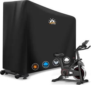 Exercise Bike Cover - 600D Bicycle Cover Waterproof & Dustproof, Heavy-Duty Stationary Bike Cover for Peloton, Schwinn, NordicTrack, Upright Bicycle Covers, All-Weather Indoor & Outdoor Use