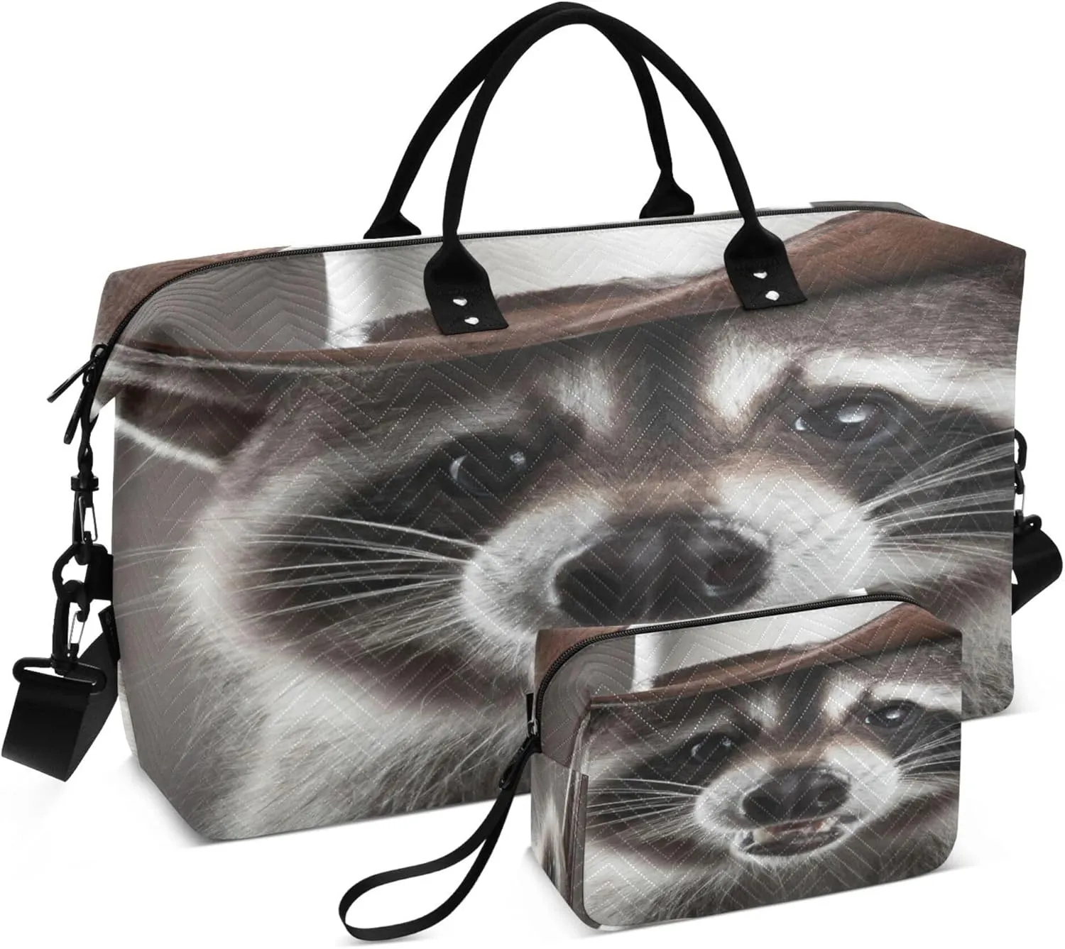 Exnundod Raccoon Gamer Cowboy Hat Travel Duffel Bags for Women Vintage Sports Gym Bag Weekender Carry On Tote Overnight Luggage Duffle Bags