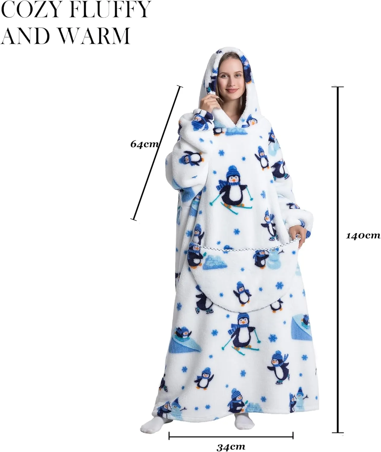Extra Long Blanket Hoodie Oversized Hoodie Blanket Long Wearable Blanket Hoodie for Adults Snuggle Blankets