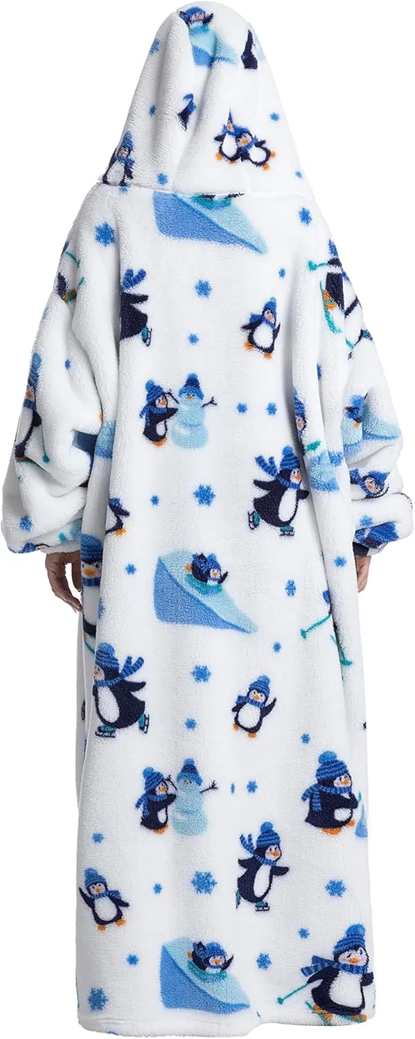 Extra Long Blanket Hoodie Oversized Hoodie Blanket Long Wearable Blanket Hoodie for Adults Snuggle Blankets