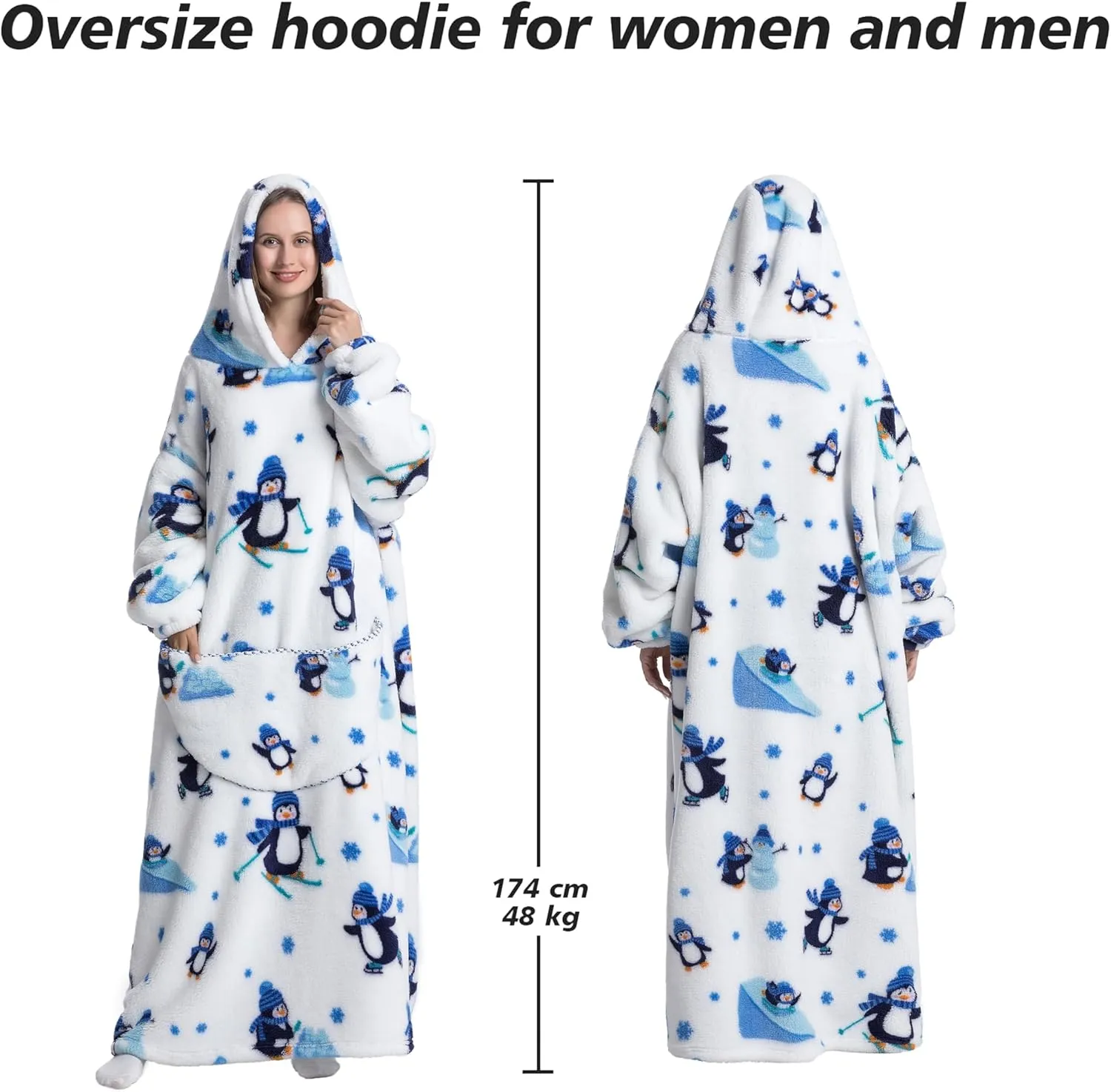 Extra Long Blanket Hoodie Oversized Hoodie Blanket Long Wearable Blanket Hoodie for Adults Snuggle Blankets