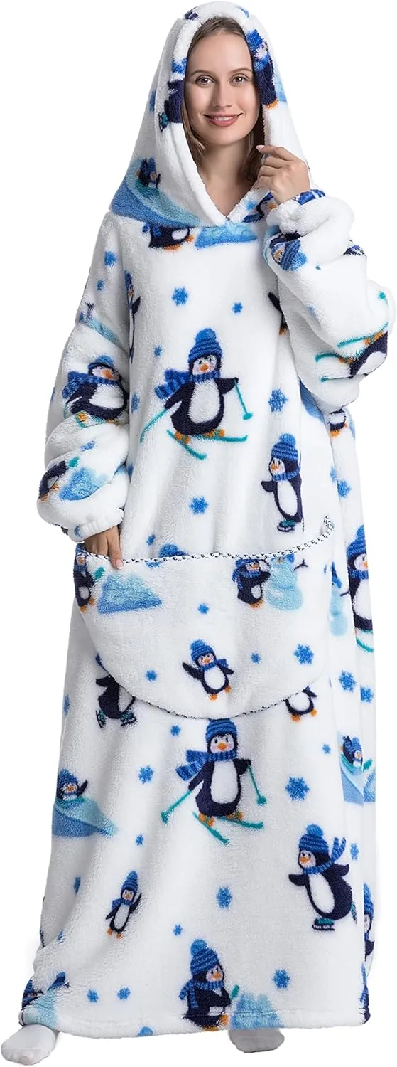 Extra Long Blanket Hoodie Oversized Hoodie Blanket Long Wearable Blanket Hoodie for Adults Snuggle Blankets