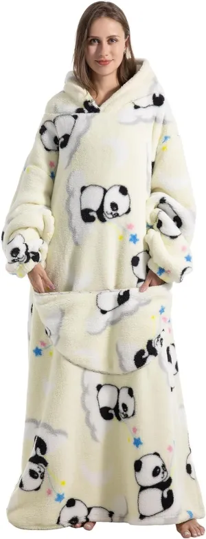 Extra Long Blanket Hoodie Oversized Wearable Blanket for Adults Snuggle Blankets
