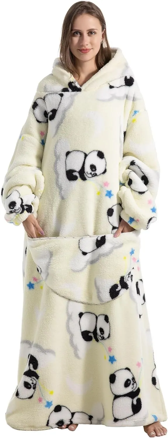 Extra Long Blanket Hoodie Oversized Wearable Blanket for Adults Snuggle Blankets