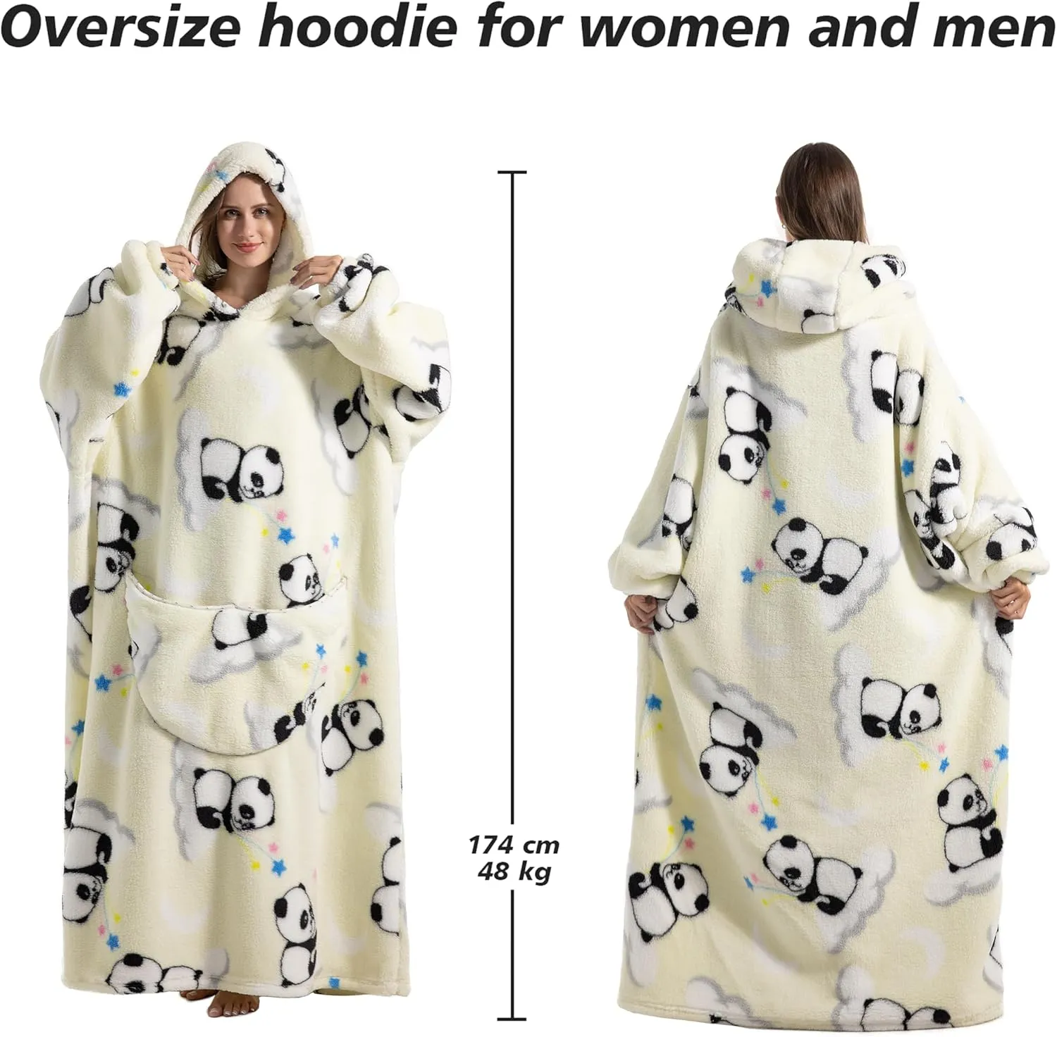 Extra Long Blanket Hoodie Oversized Wearable Blanket for Adults Snuggle Blankets