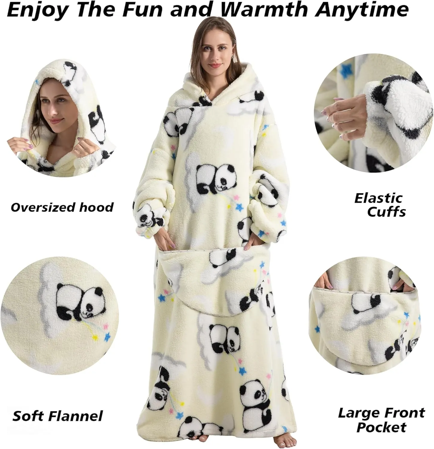 Extra Long Blanket Hoodie Oversized Wearable Blanket for Adults Snuggle Blankets
