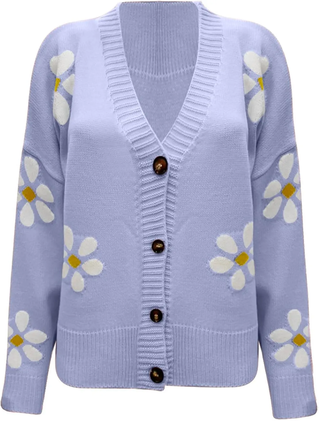 Fall Cardigans for Women 2024 Long Sleeve Knit Button Down Cardigan Slim Outerwear Striped Cardigan Sweaters for