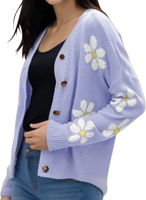 Fall Cardigans for Women 2024 Long Sleeve Knit Button Down Cardigan Slim Outerwear Striped Cardigan Sweaters for