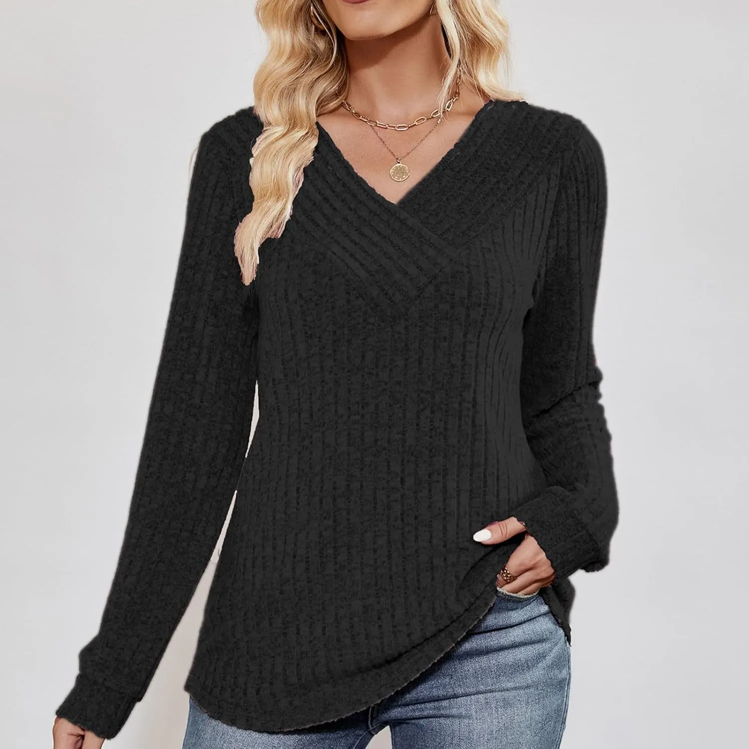 Fall Shirts for Women 2024 Out Five Quarter Sleeve Top Skirt with Smock Striped Sweater Western Outfit for Women