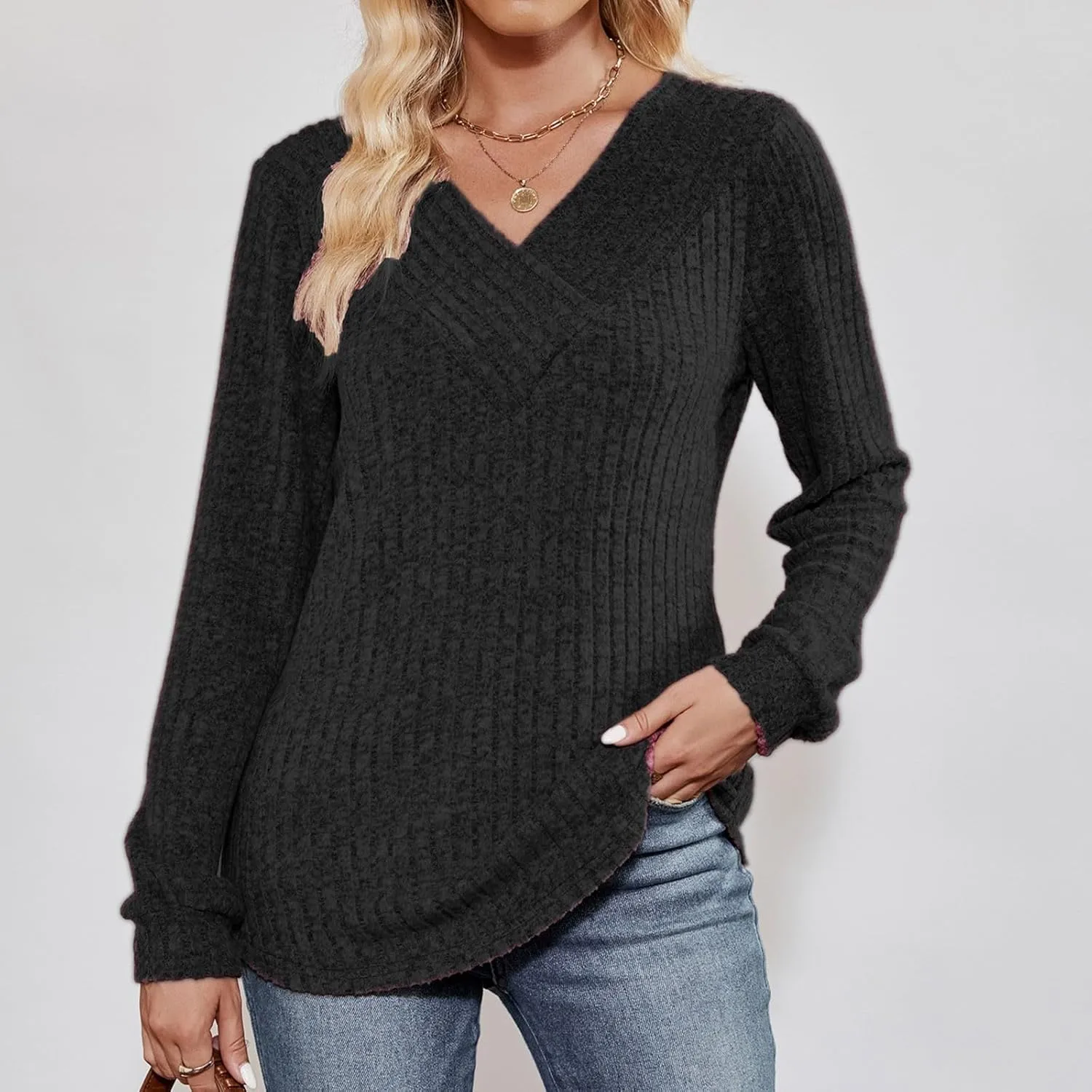 Fall Shirts for Women 2024 Out Five Quarter Sleeve Top Skirt with Smock Striped Sweater Western Outfit for Women