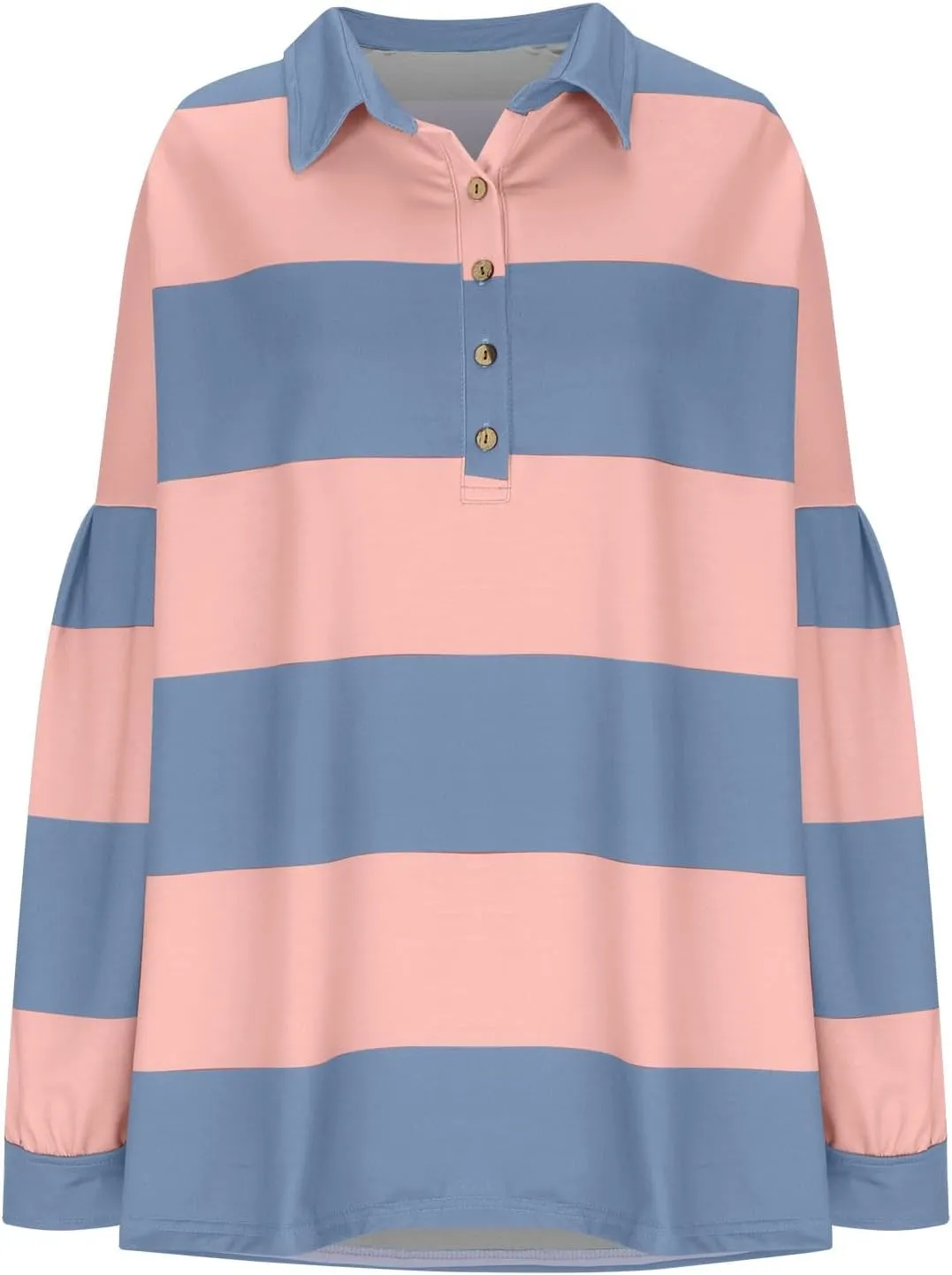 Fall Shirts for Women Long Sleeve Striped Button Down Sweatshirts Causal Fashion Pullover Blouses Plus Size Tops Tees