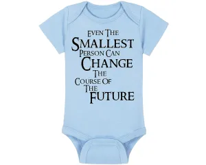 Fantasy Movie Baby Onesie - Even The Smallest Person Can Change The Course Of The Future (3-6 Month - Blue Fabric - Black Design)