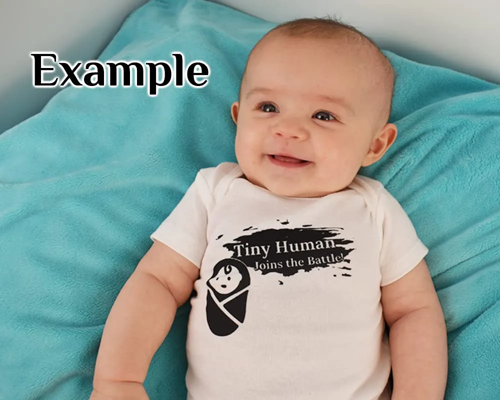 Fantasy Movie Baby Onesie - Even The Smallest Person Can Change The Course Of The Future (3-6 Month - Blue Fabric - Black Design)