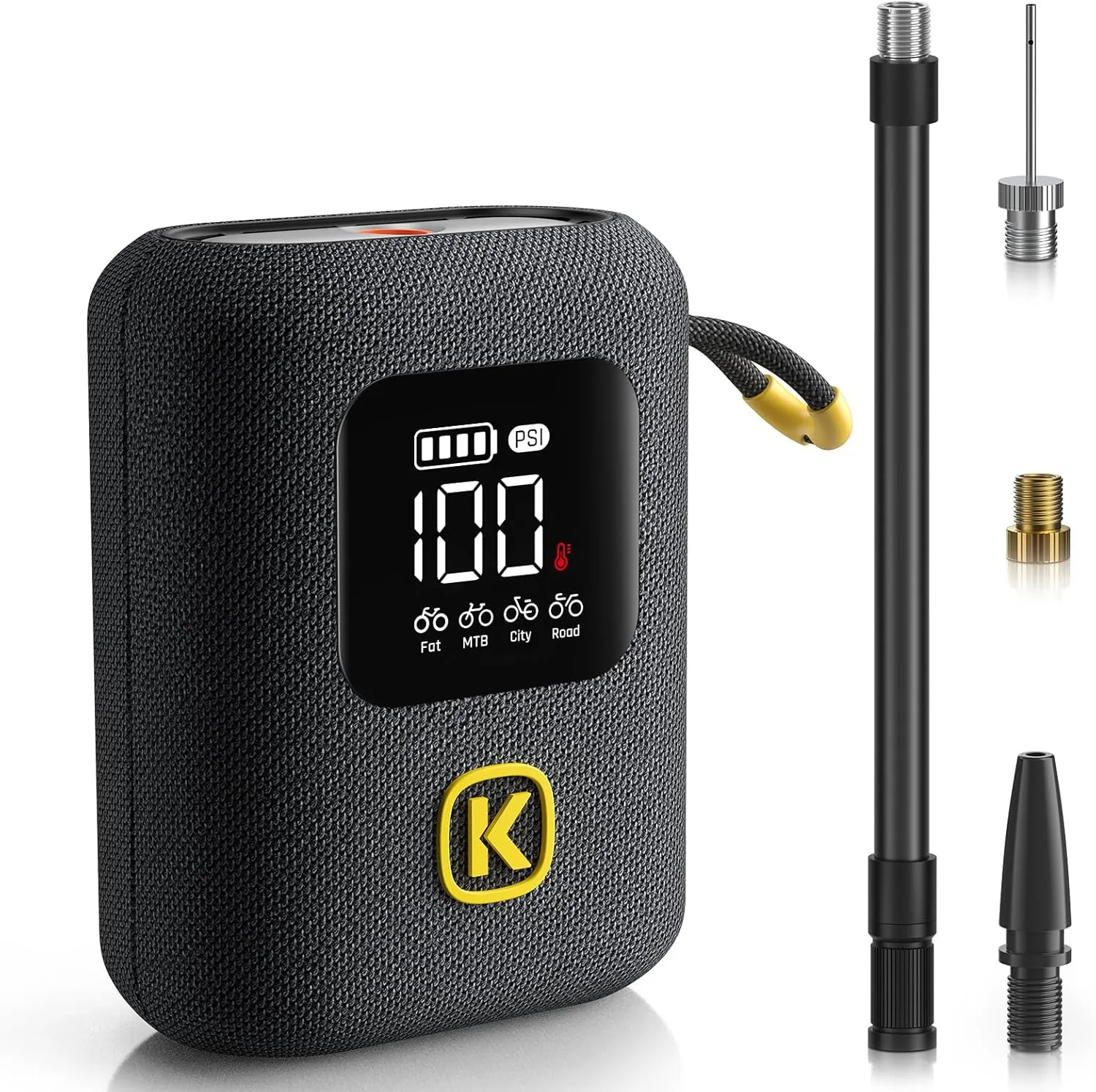 Fanttik X8 Ace Bike Pump 150PSI Fast Portable Tire Inflator, Cordless Rechargeable Electric Bicycle Air Pump, Auto Stop, with Presta and Schrader Valve for Fat, Mountain Bike, City Bike, Road Bike