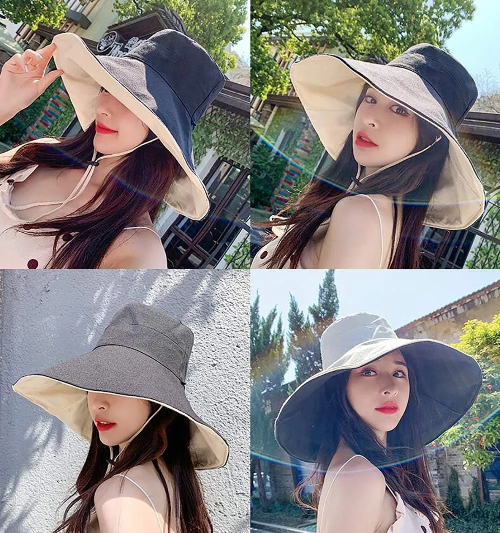 FaroDor Women's Reversible Bucket Hat UV Protection Packable Travel Cap Wide Brim Sun Hats