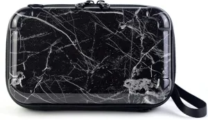 Fashion Portable Mini Hard Case Wristlet Crossbody Handbag for Women Storage Box Travel Bag Makeup Cosmetic Case (Black Marble)