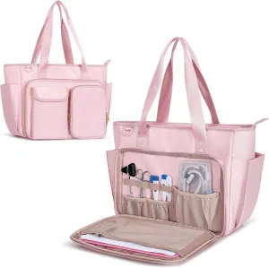 Fasrom Nurse Bag with 15.6 Inch Laptop Sleeve, Medical Tote for Nursing Essentials, Pink (Patent Design, Empty Bag Only)