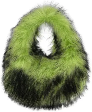 Faux Fur Hobo Shoulder Bag for Women - Large Cute Fluffy Tote Plush Handbag Y2K Furry Purse