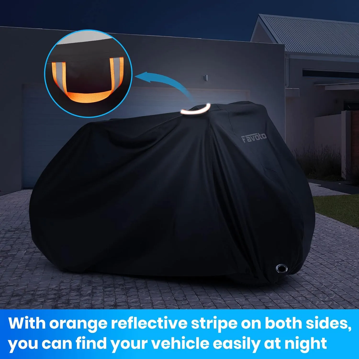 Favoto Bike Cover Waterproof Outdoor Bicycle Cover for 2-3 Bikes UV Snow Wind Proof with Anti-Theft Lock Hole Reflective Straps Storage Bag for Mountain Road Electric City Bike 79x41.3x44 Inch